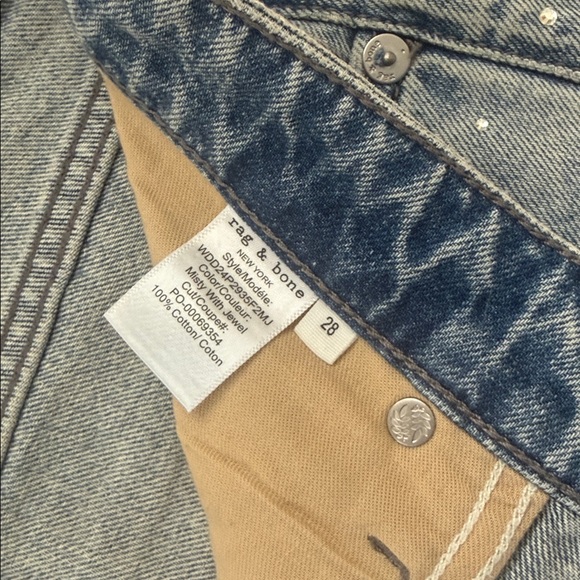 Rag & Bone Logan mid rise wide leg crystal embellished jeans - Picture 8 of 16